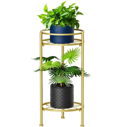 H HOMEXIN plant stand front view showcases compact 2-tier display for small spaces.