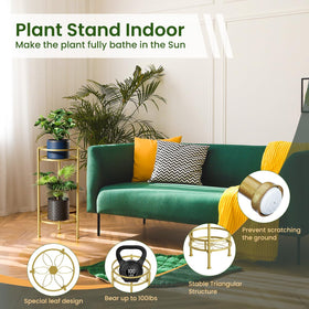 H HOMEXIN plant stand features rustproof finish for outdoor durability.