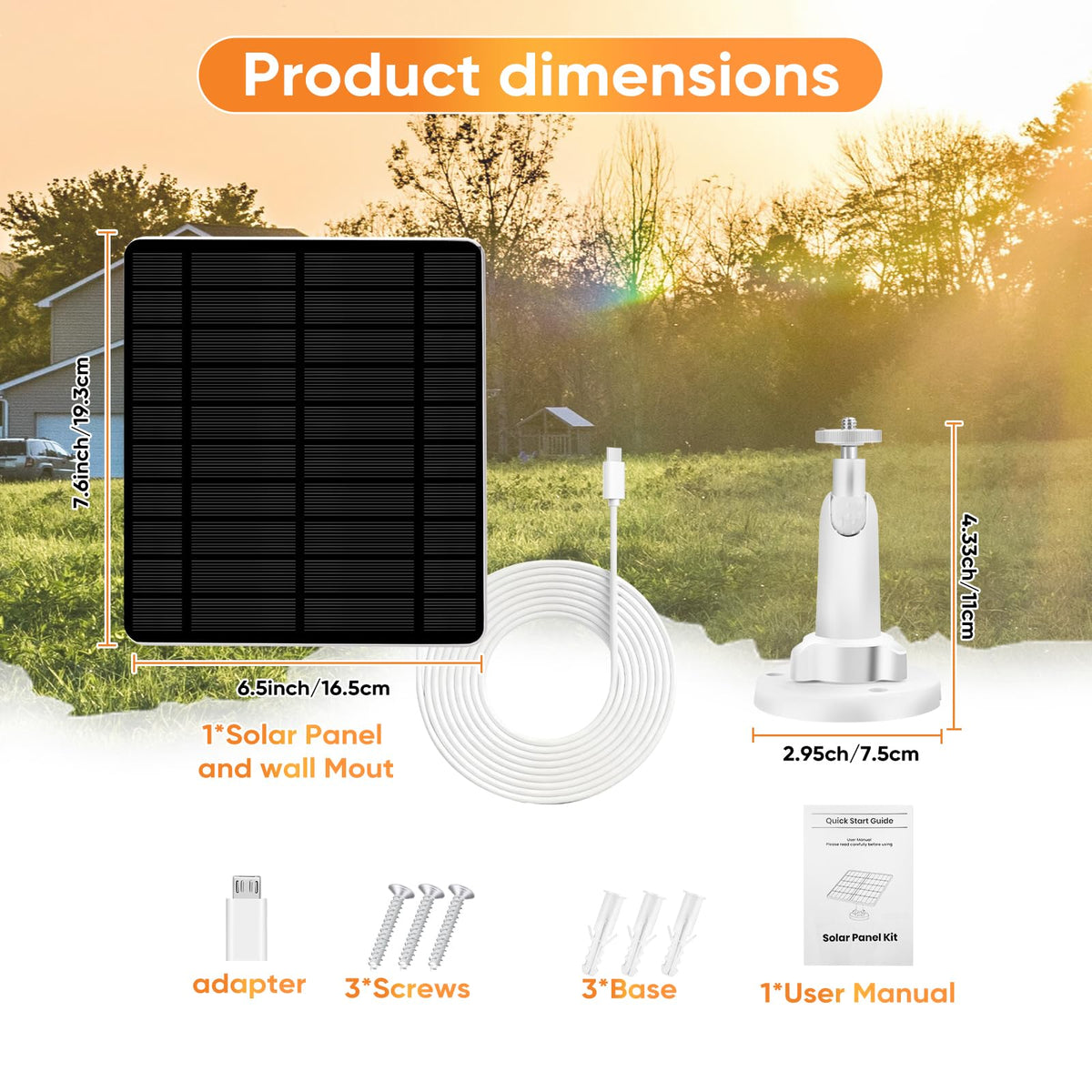 Hhuiyu packaging includes panel, mount, adapter, and manual