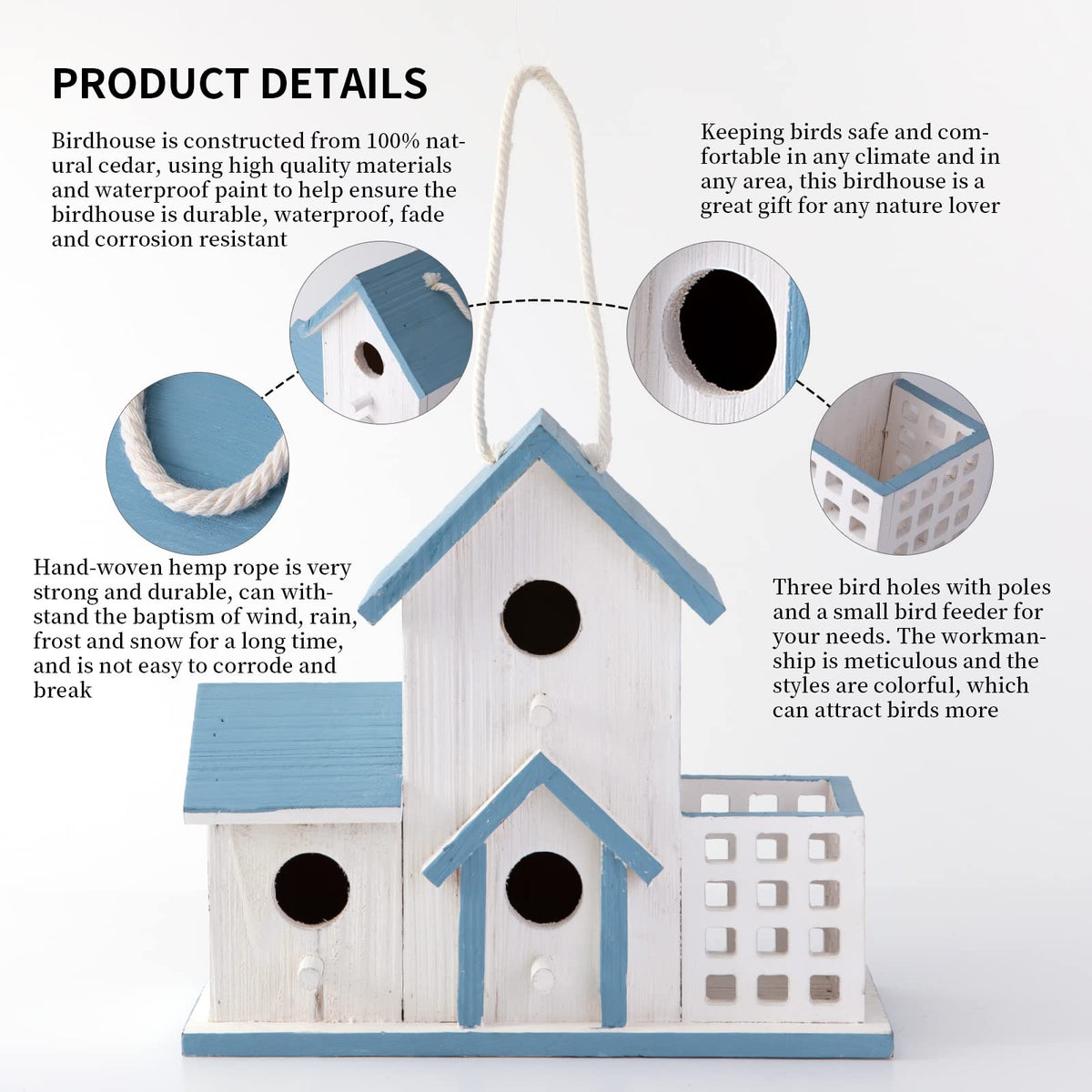 HHWODB Birdhouse natural cedar wood as eco-friendly shelter