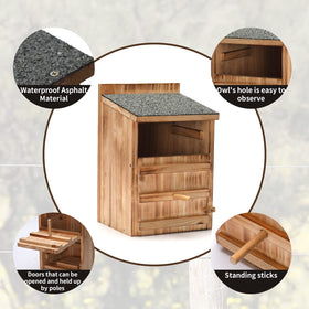 HHWODB Owl House wide bottom interior supports screech owls and small birds