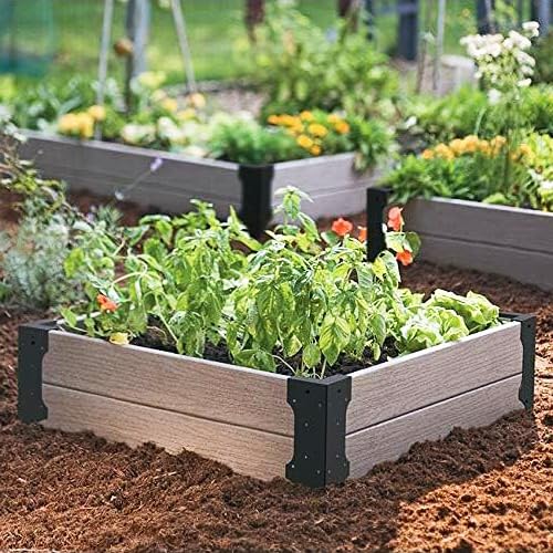 Hi Flame garden bed setup showing an assembled frame in a backyard planting area.