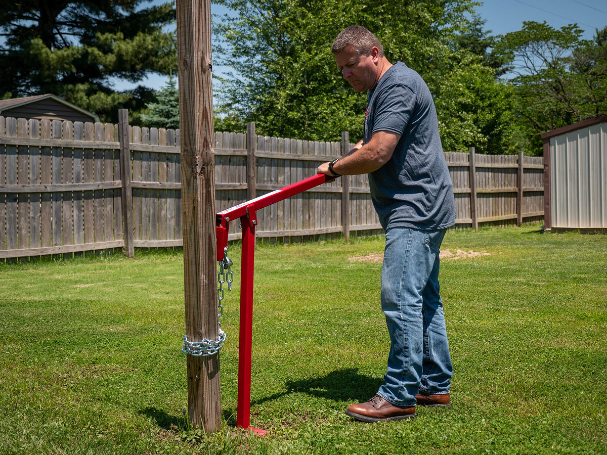 Hi-Lift PP-300 steel hook with chain setup for non-T posts