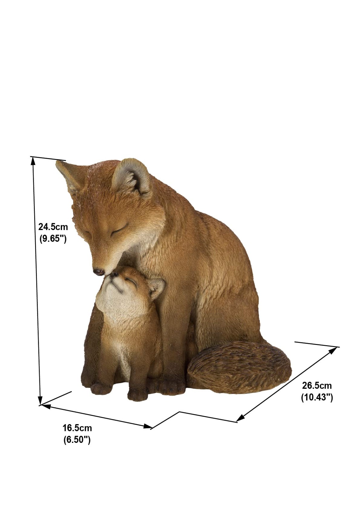 Hi-Line fox mother and cub statue creates a charming focal point.
