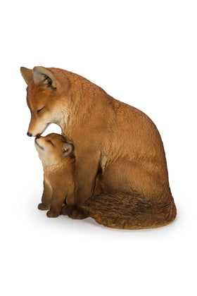 Hi-Line hand-painted fox family garden decor complements farmhouse aesthetics.