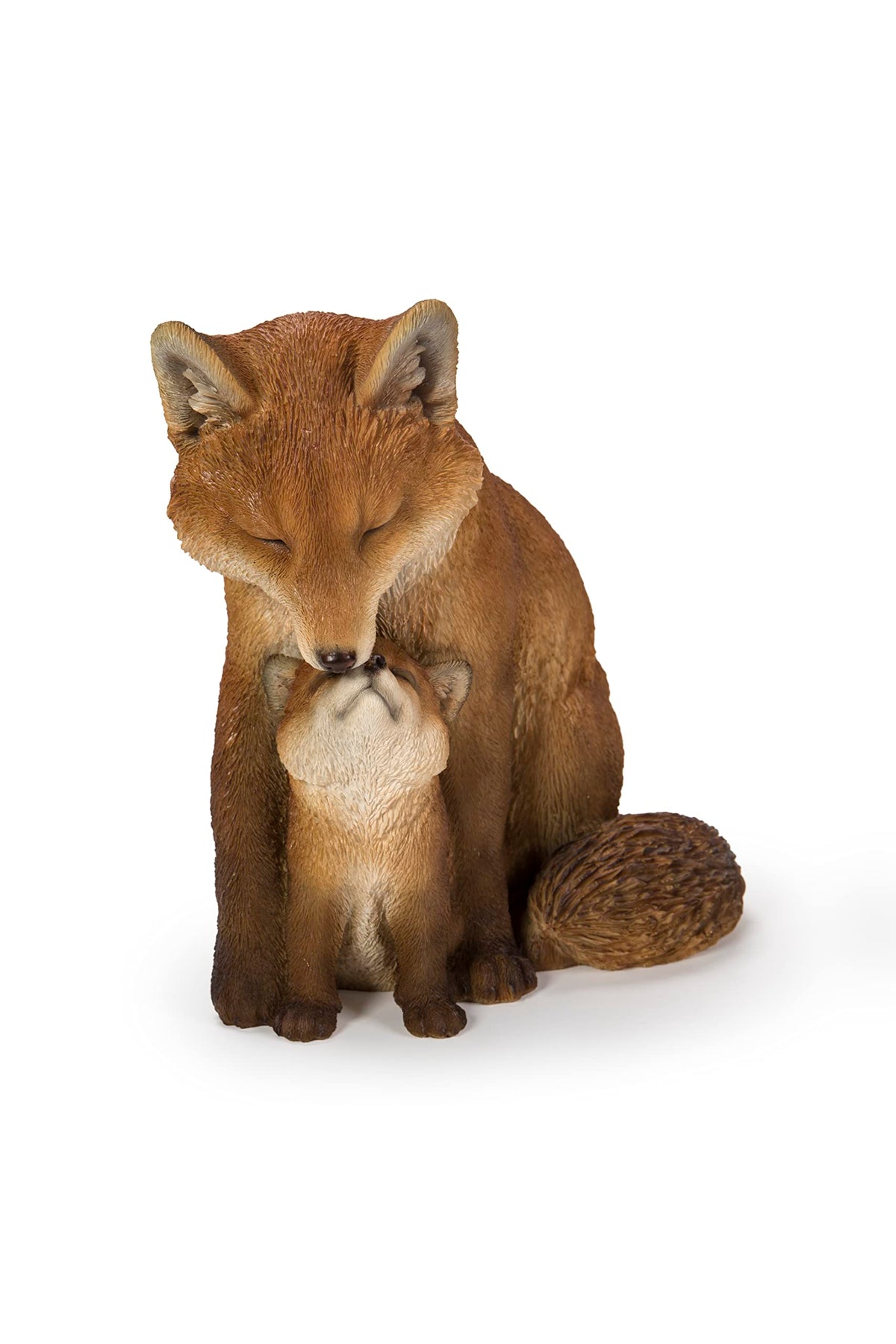 Hi-Line polyresin fox mother-and-child figurine with durable, hand-painted details.