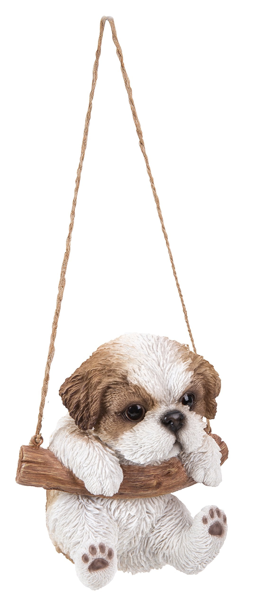 Hi-Line Shih Tzu Puppy hanging statue up close showing detailed fur texture
