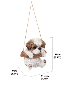Hi-Line Shih Tzu Puppy hanging statue ready for outdoor use