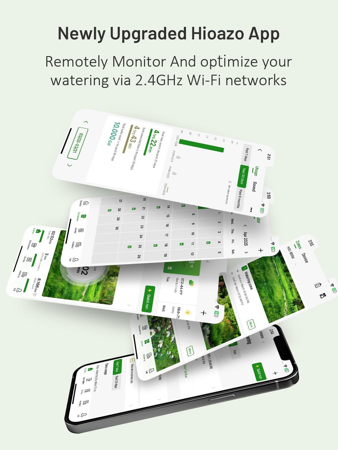 HiOazo app control screen showing remote watering options for convenience