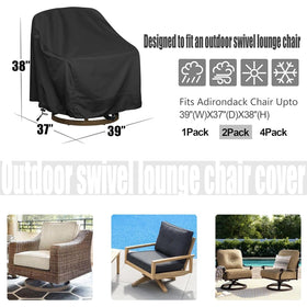 HI···YOUR COVER outdoor swivel chair cover side view shows easy-install handles.