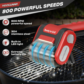 HIADGUNNR LED-assisted cleaning reveals hidden grease across grates after barbecue sessions.