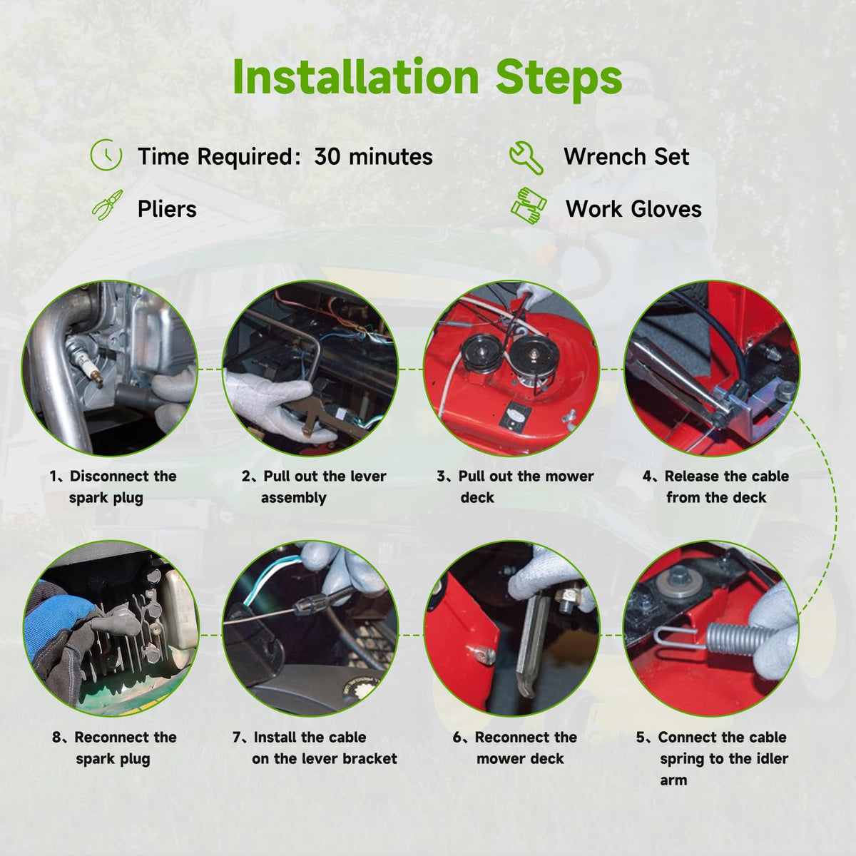 Easy to install HIAORS clutch cable for quick repairs on lawn tractors