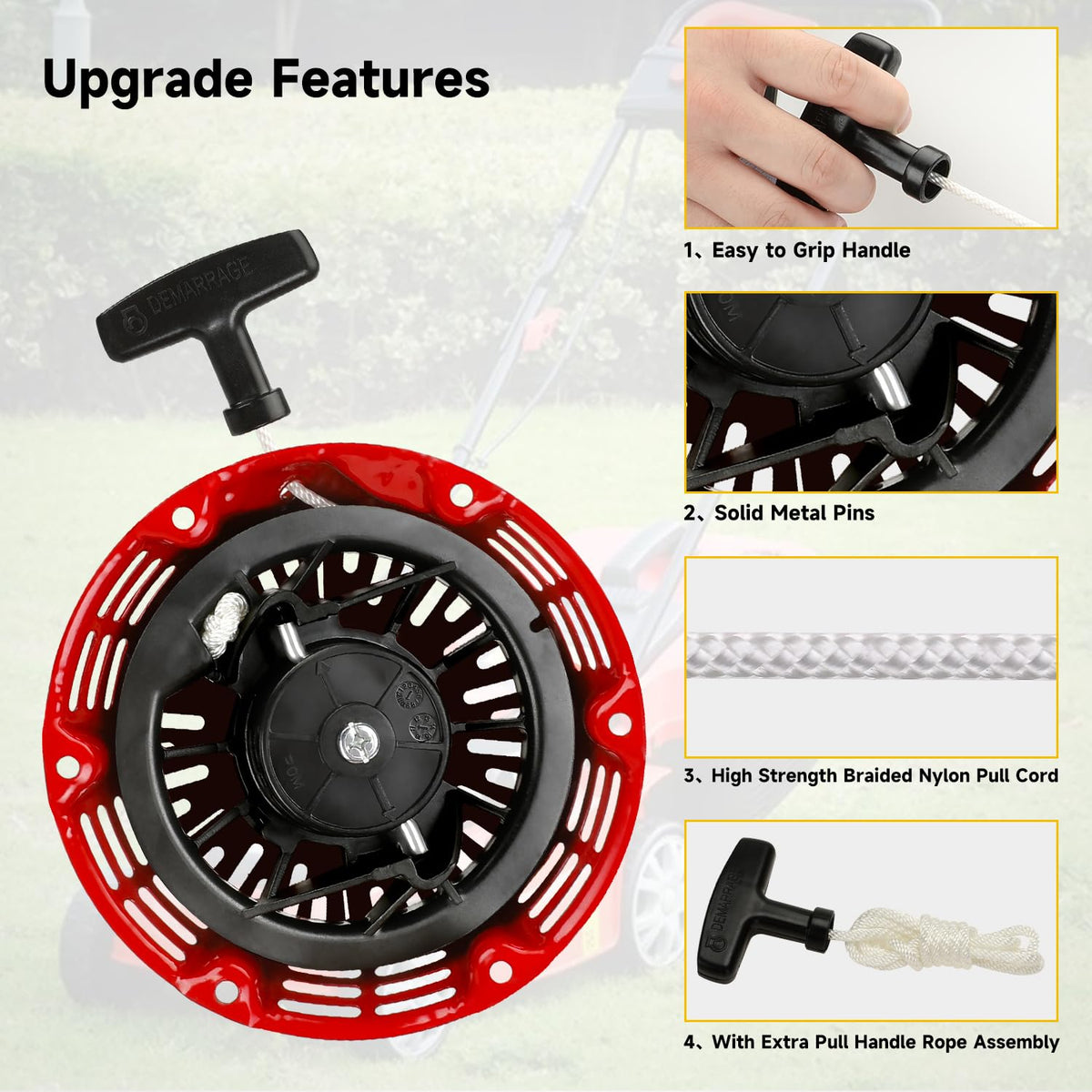 HIAORS GX160 recoil rope and handle simplify maintenance and replacements.