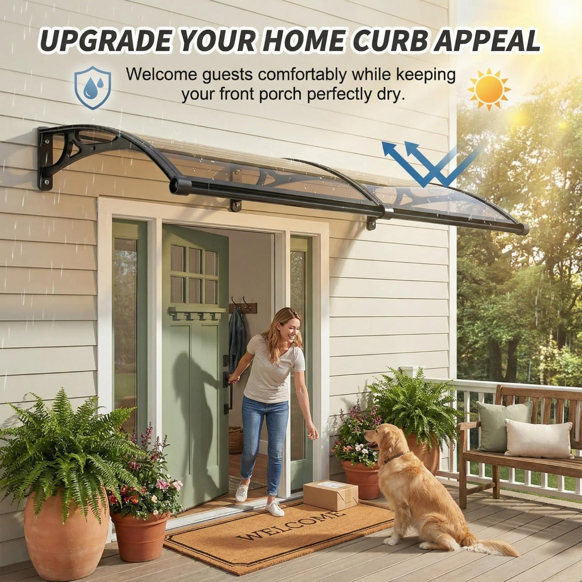 Hiapes all-weather canopy exterior on porch showing year-round shelter