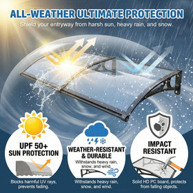 Hiapes awning rain protection cover over entry during showers