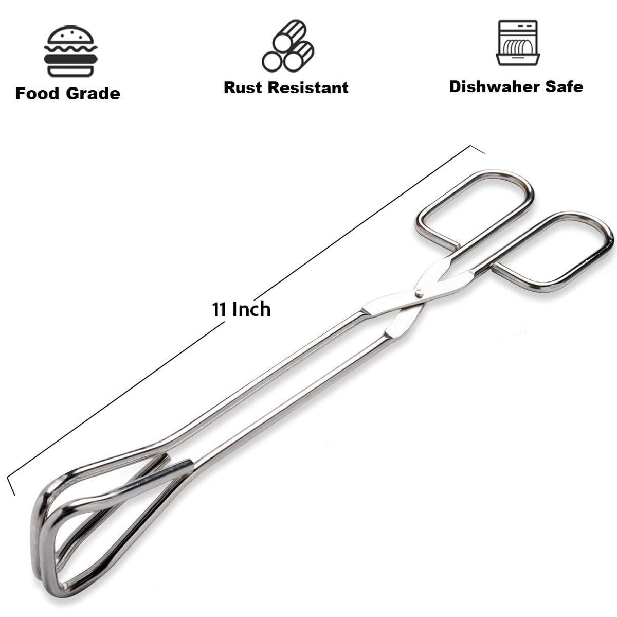 Hiash stainless steel 430 tongs resist heat for safe frying and grilling