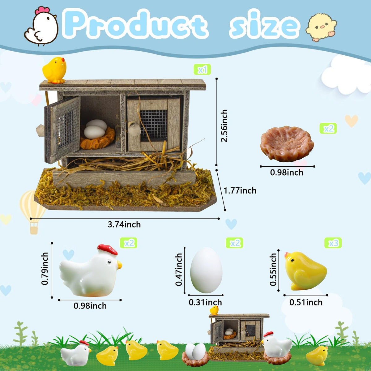 Hiawbon hen and chick figures enliven DIY mini landscapes
