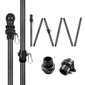 HIBLE 8-foot black flag pole assembly viewed at angle for porch display