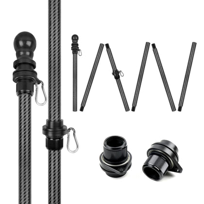 HIBLE 8-foot black flag pole assembly viewed at angle for porch display