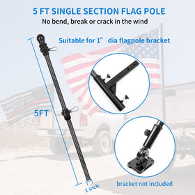 HIBLE flag pole for 2x3 ft flags, adaptable for walls or trailers.