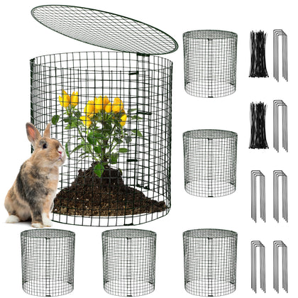 Hiboom garden protector cage assembled around a plant showing sturdy protection and sunlight flow.