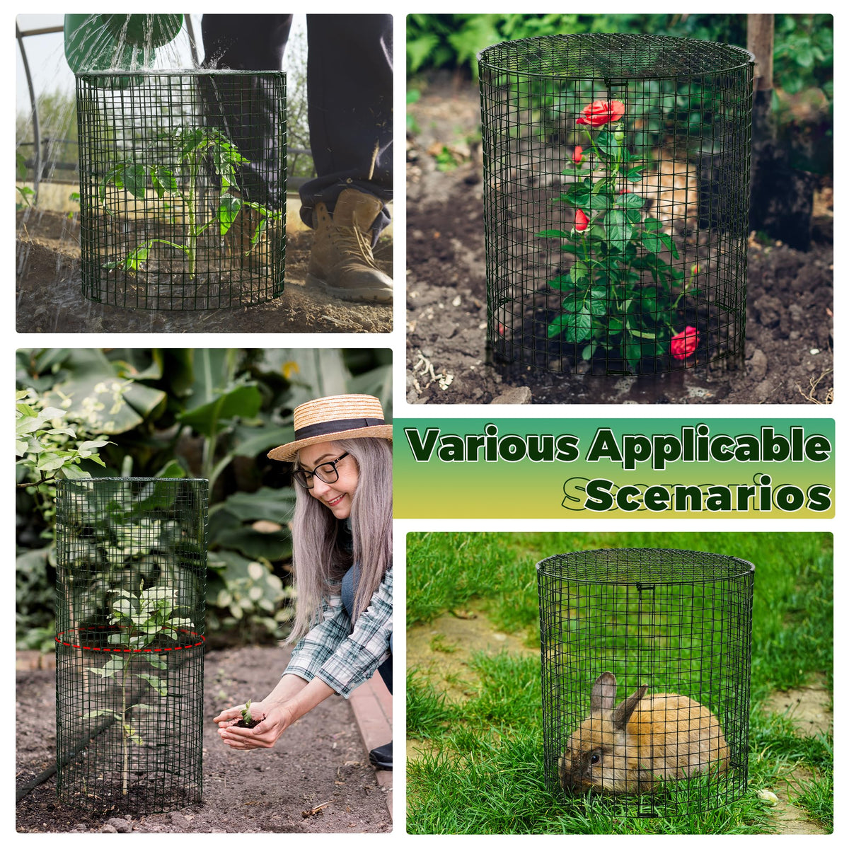 Hiboom dark-green garden cage blends in while guarding seedlings