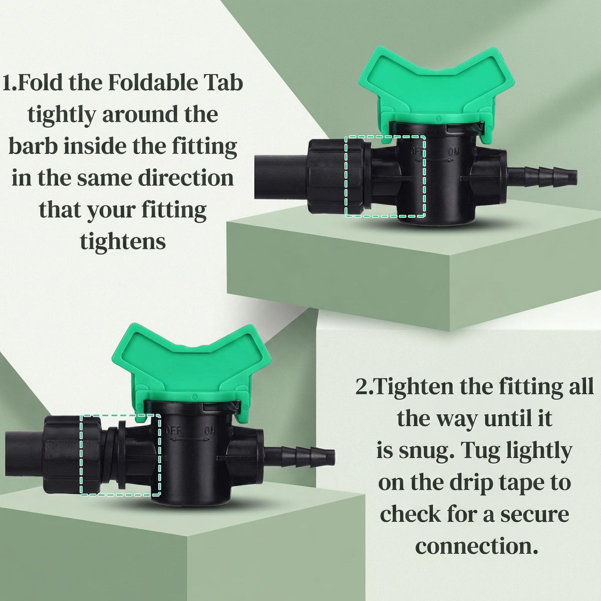 Hiboom installation step image illustrating punch in connection to mainline tubing