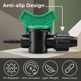 Hiboom POM material valve resists UV and oxidation for outdoor durability.