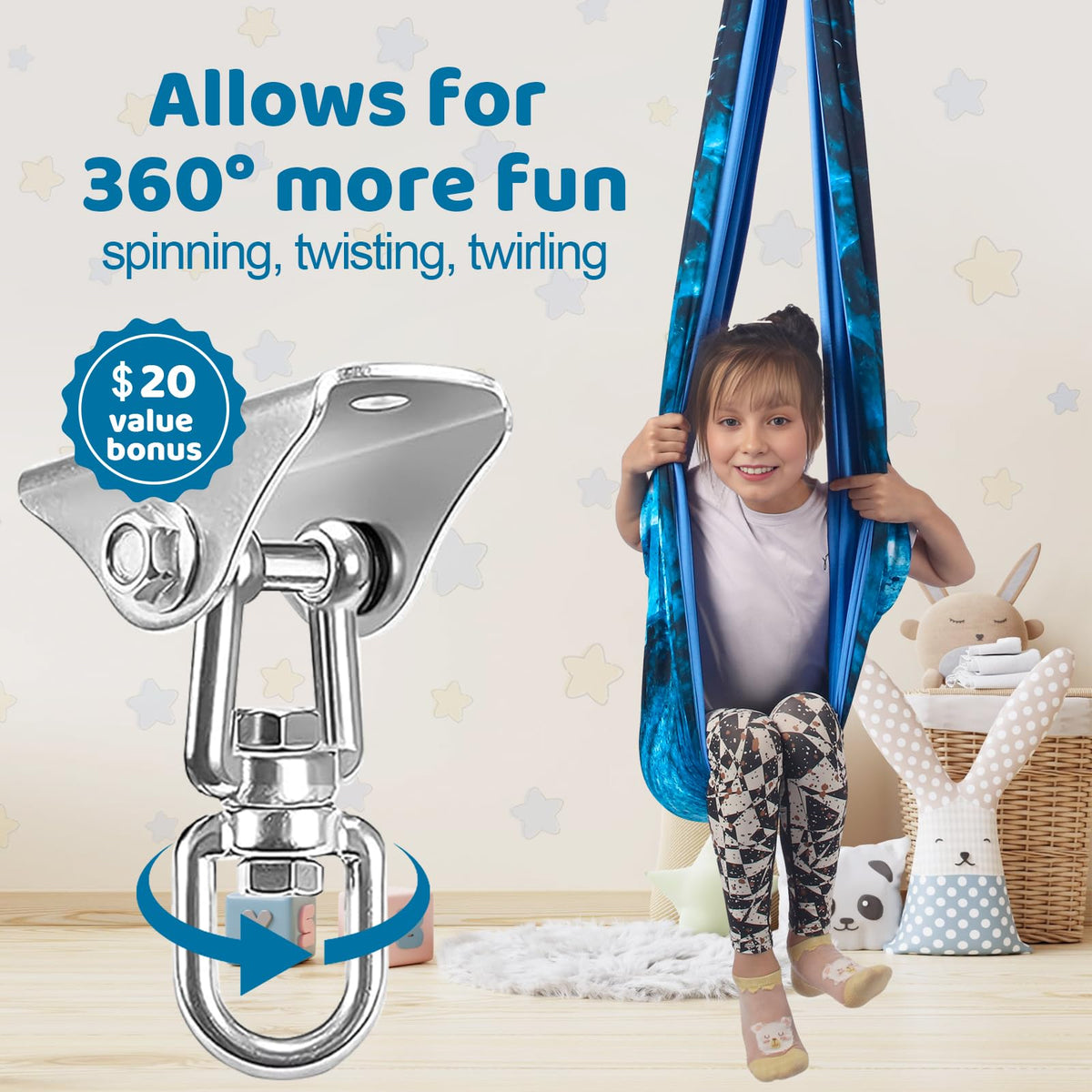 HiCamer swing supports up to 300 lbs, suitable for children and adults.
