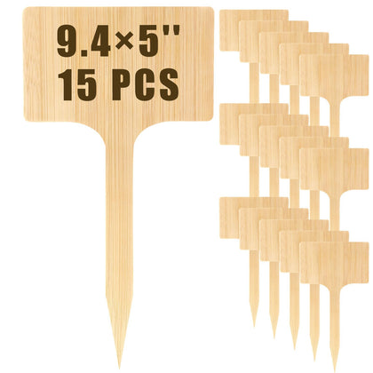 Hicarer bamboo garden marker, large top view, designed for easy plant labeling from a distance.