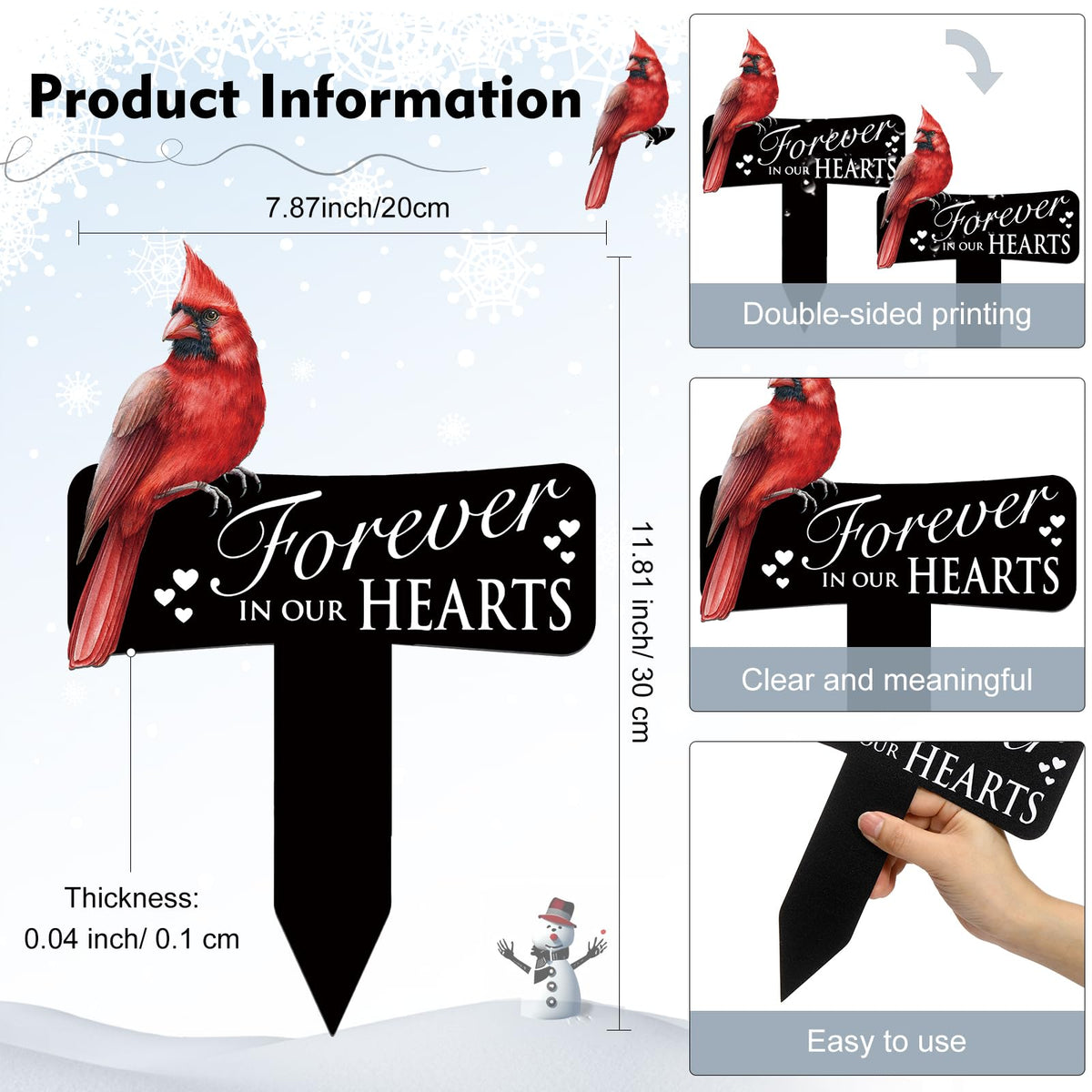 Hicarer Cardinals memorial stake with bird top design for respectful garden memories.