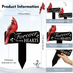 Hicarer Cardinals memorial stake with bird top design for respectful garden memories.