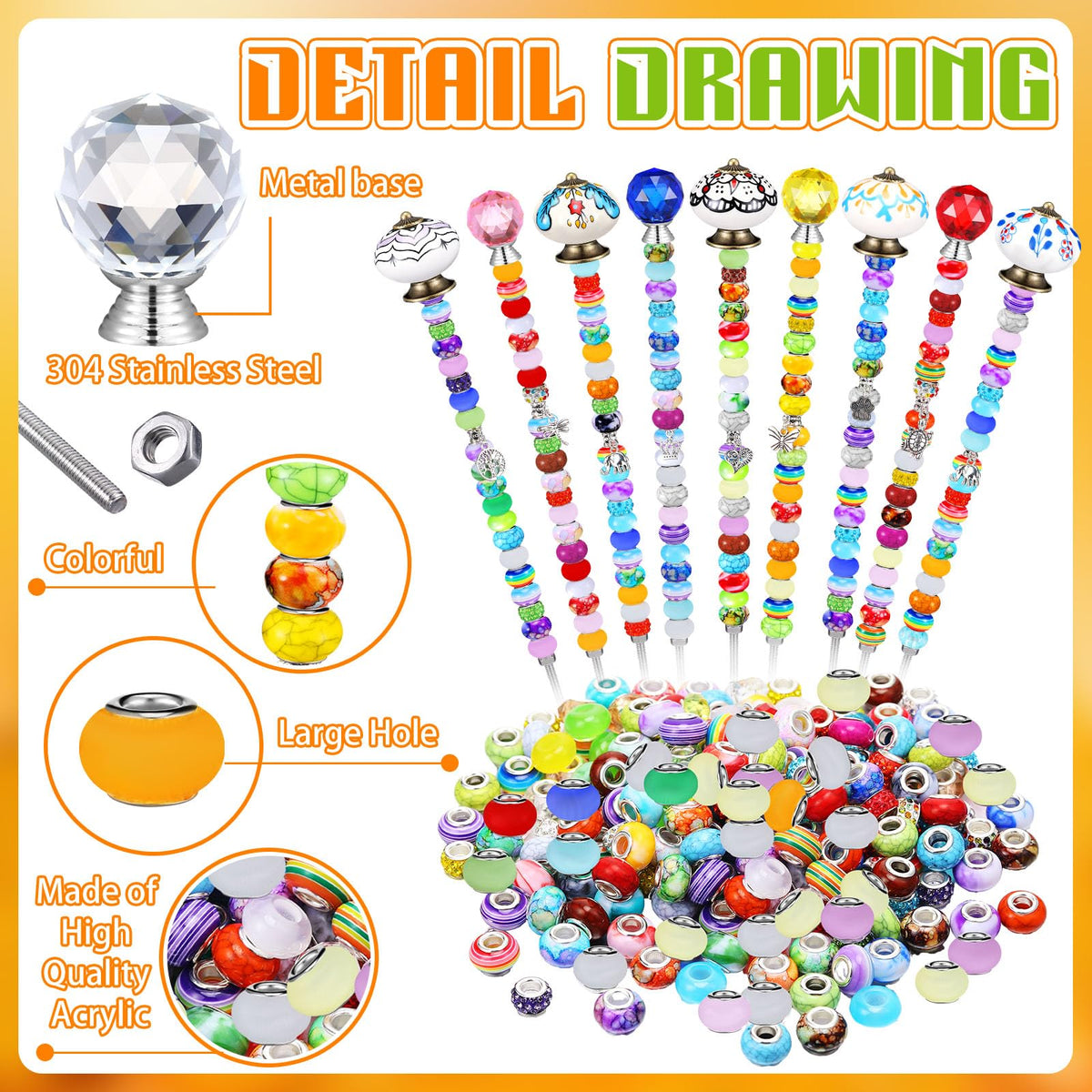 Hicarer DIY Fairy Wand Kit ceramic pumpkin top decor for autumn charm.