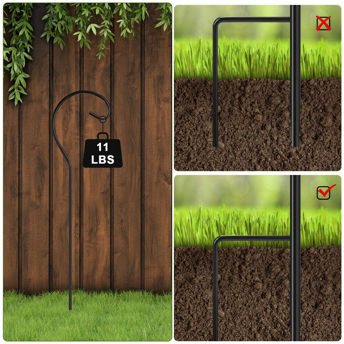 Hicarer easy-assembly shepherd hook for quick setup