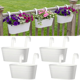 Hicarer hanging rail planter white set of four for balcony styling