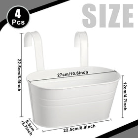 Hicarer metal rail planter for outdoor use in white with sturdy frame