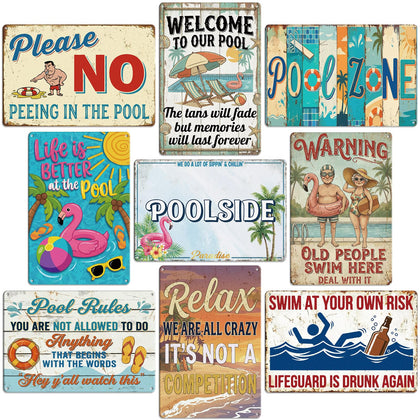 Hicarer pool sign set with nine signs for cohesive outdoor décor