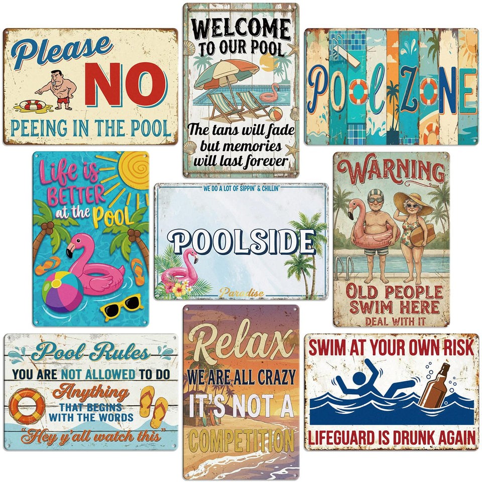 Hicarer pool sign set with nine signs for cohesive outdoor décor