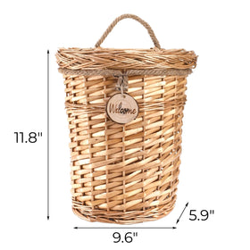 Hiceeden handmade woven wall basket closeup, showcasing craftsmanship and texture.