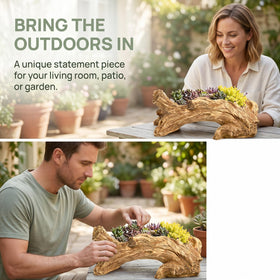 Hiceeden resin planter textured surface emphasizes durability