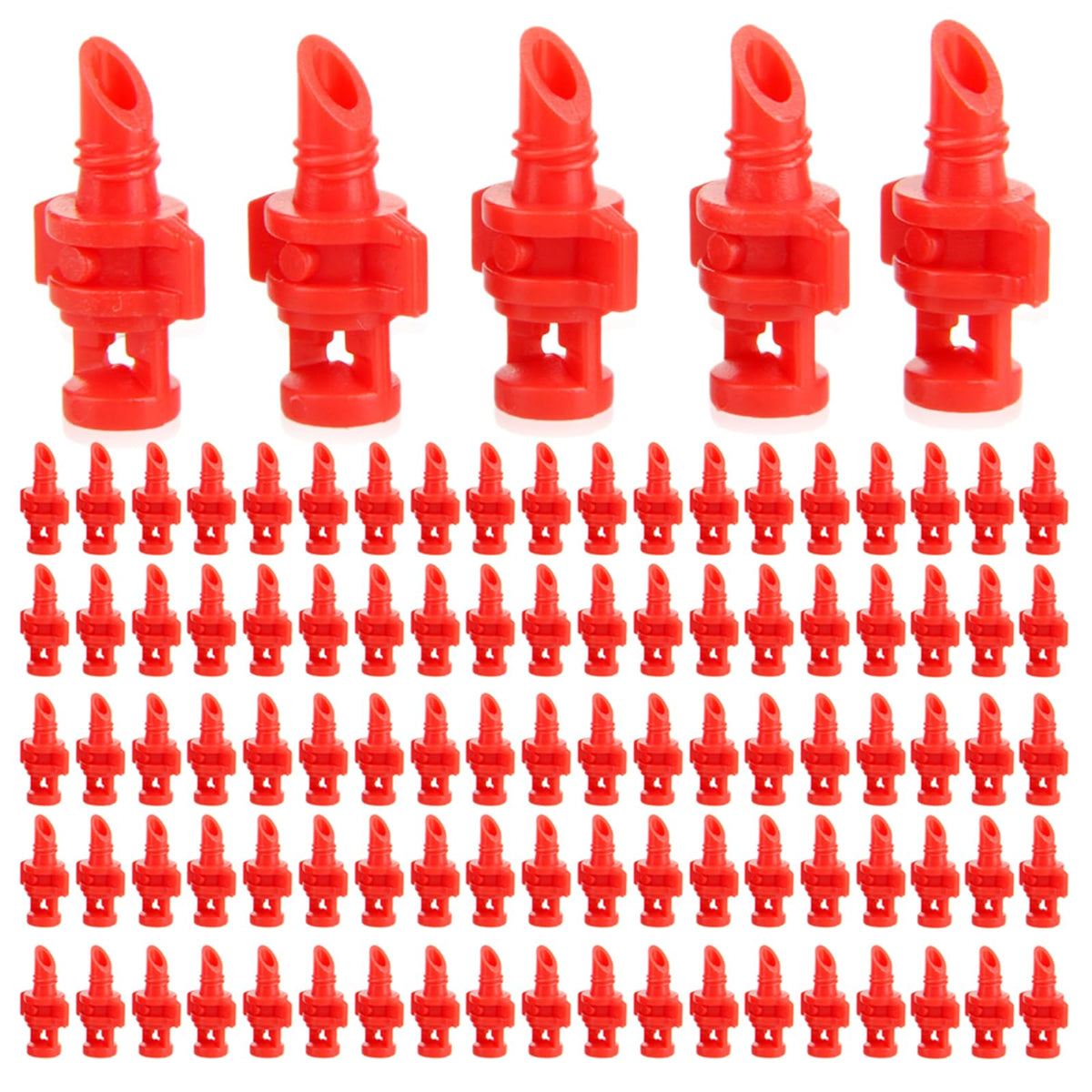 Hicello 360-degree misting nozzle delivers full garden coverage.