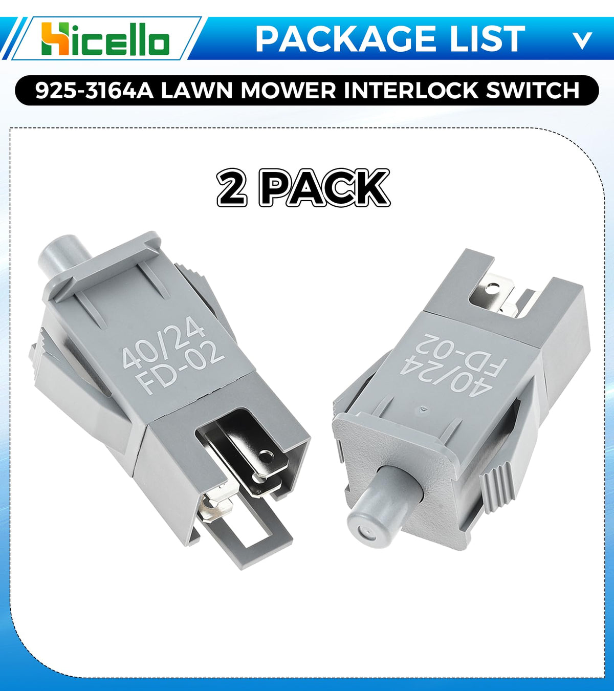 Hicello interlock safety switch side view highlights compact, durable form for reliable operation in daily mowing
