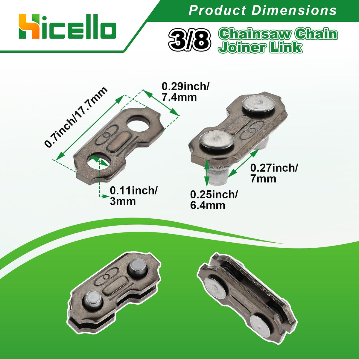 Hicello master-link preset straps 375-inch ease of joining on-site.