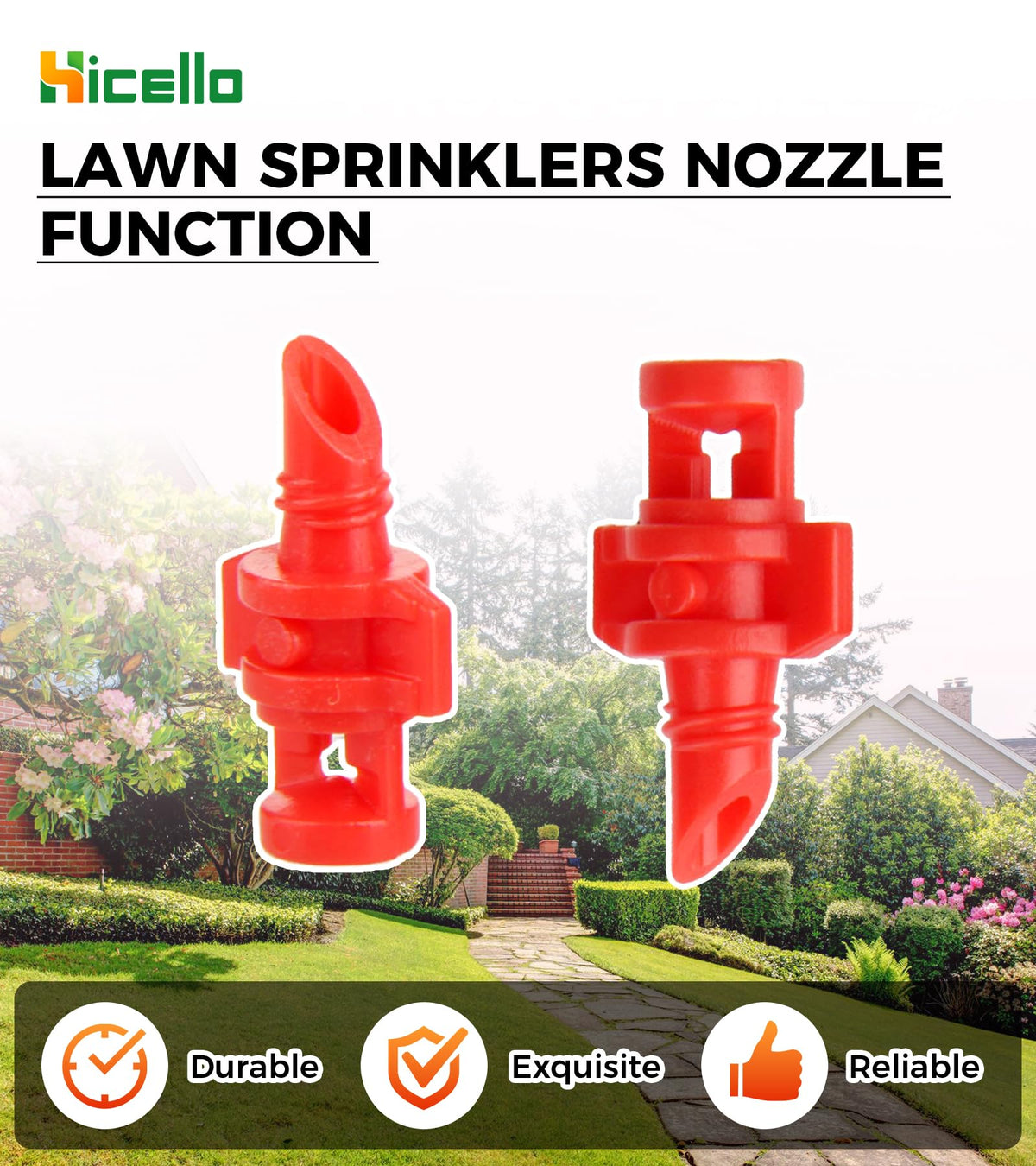 Hicello versatile sprinkler suited for yards, landscaping, and outdoor setups.