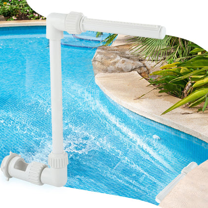 Hicello pool fountain adjustable nozzle creates a dramatic waterfall for your backyard pool.
