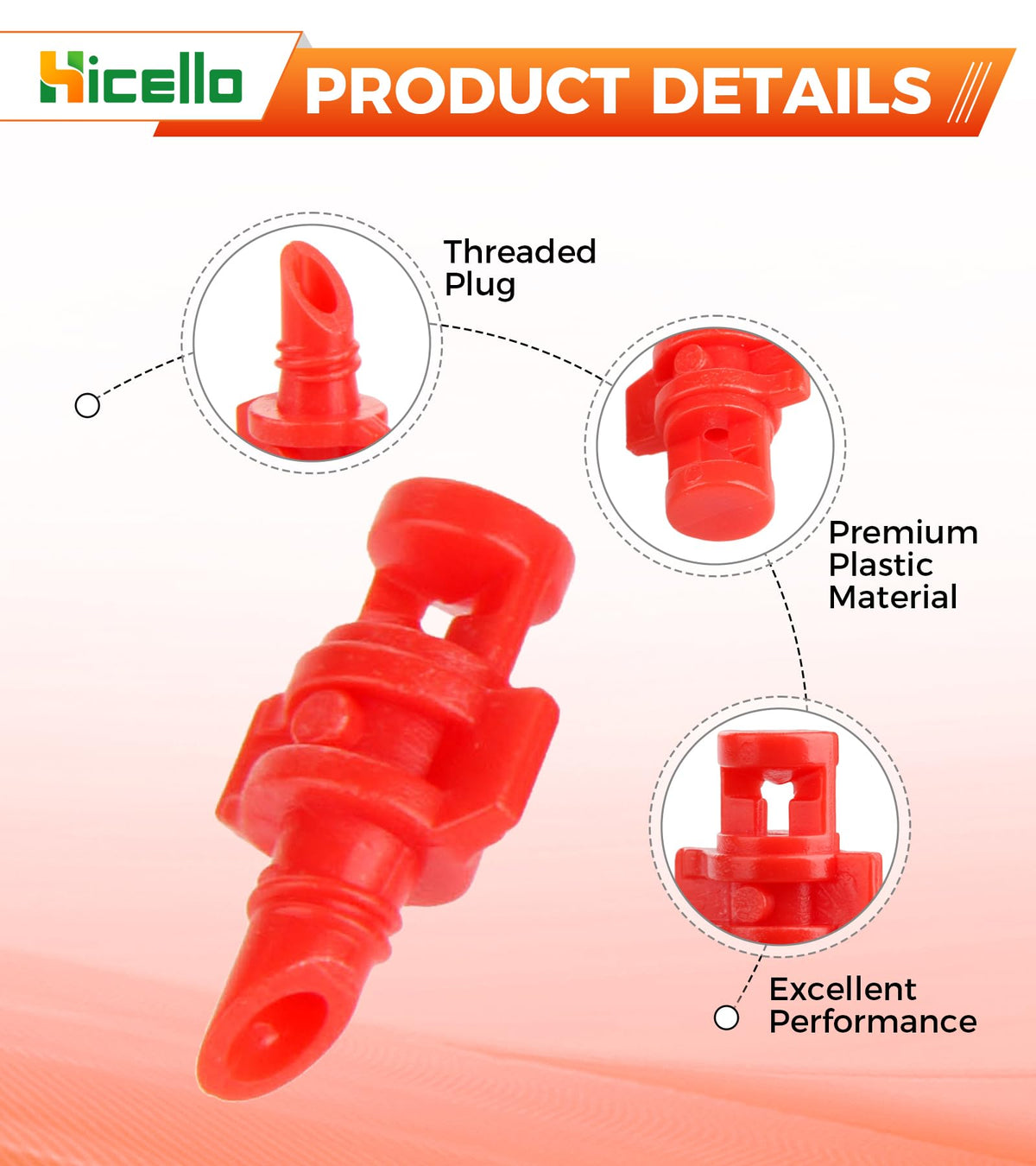 Hicello quick-install barb connector eases pipe integration.