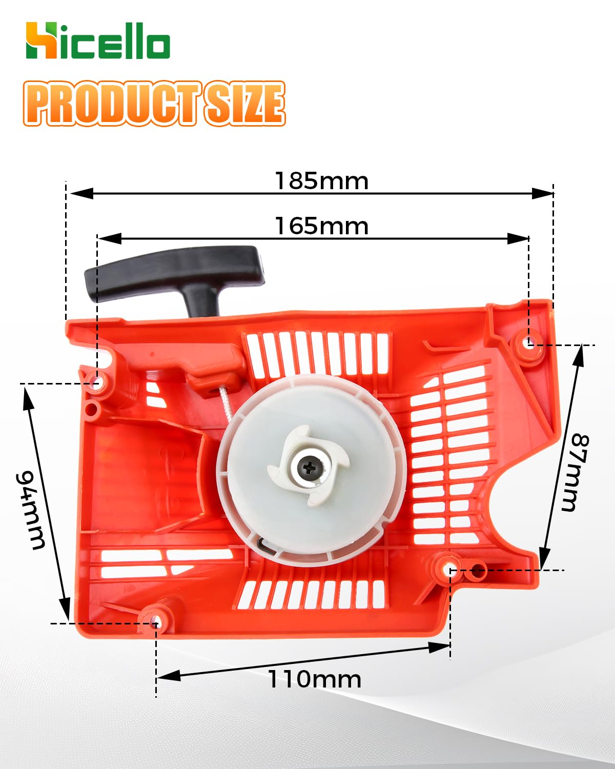 Hicello recoil starter assembly for 5200/52cc delivers smooth starts and easy replacement.