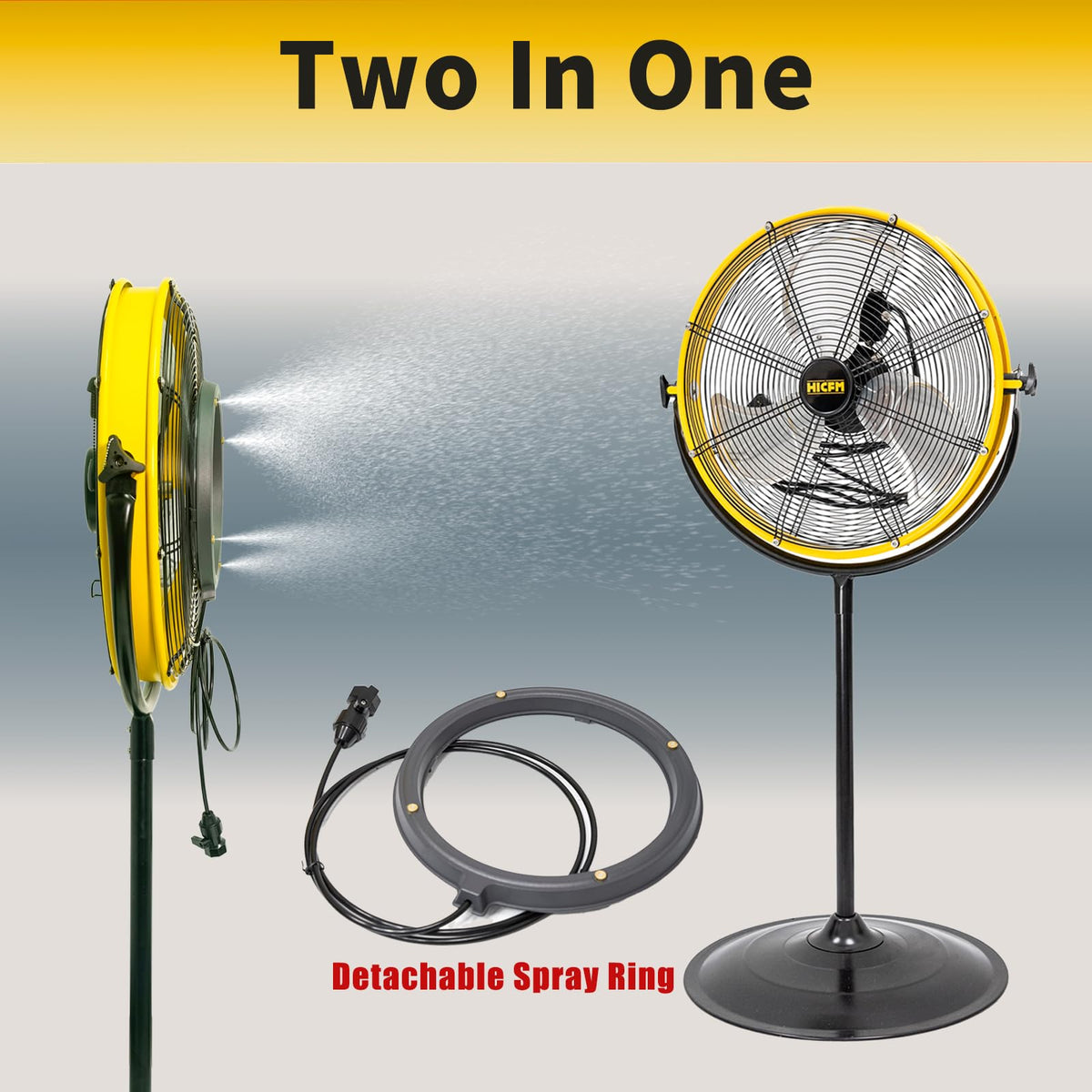 HiCFM detachable spray ring enables flexible outdoor misting when attached