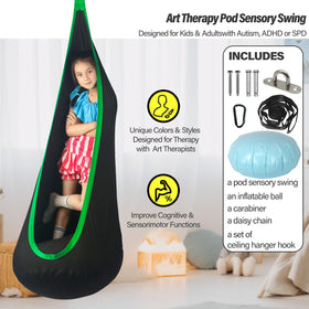 HiChrote pod swing holds up to 300 lbs for versatile family use.