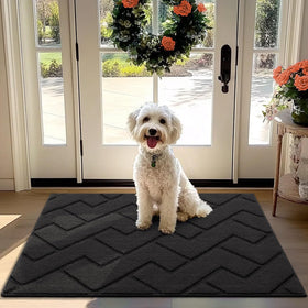 hicorfe front door mat charcoal outdoor view with non-slip backing protects floors.